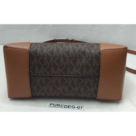 Michael Kors Mercer Gallery Brown Leather MK Printed Satchel Tote Bag - NWT $358 - Picture 9 of 16